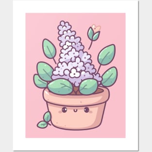 Cute Purple Hyacinth in a Pot | Kawaii House Plant Design for Plant Lovers Posters and Art